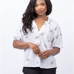 Dylan Lace Cutwork Top White